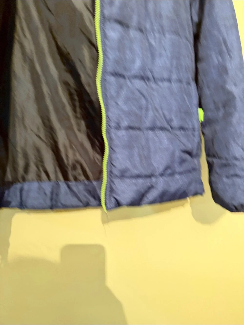 Hawke & Co Navy Puffer Jacket with Lime Accent